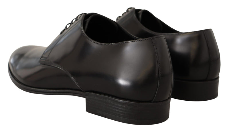 Elegante schwarze Leder -Derby -Schuhe