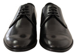 Elegante schwarze Leder -Derby -Schuhe