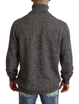 Elegant Gray Cashmere Turtleneck Sweater