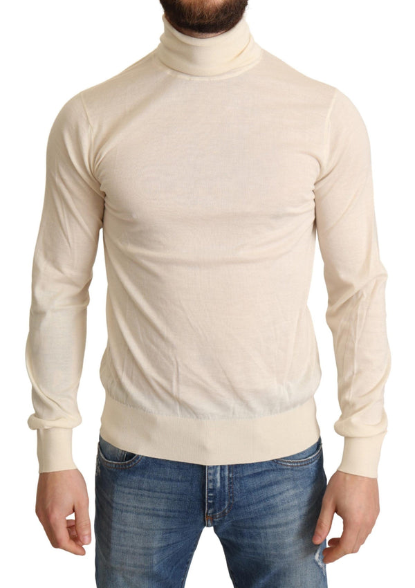 Creme Kaschmir -Rollkragenpullover -Pullover