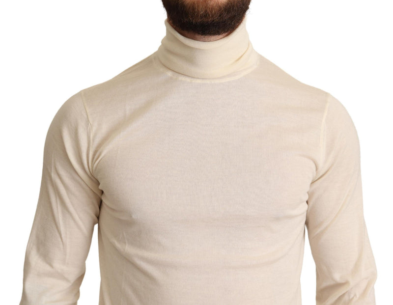 Creme Kaschmir -Rollkragenpullover -Pullover