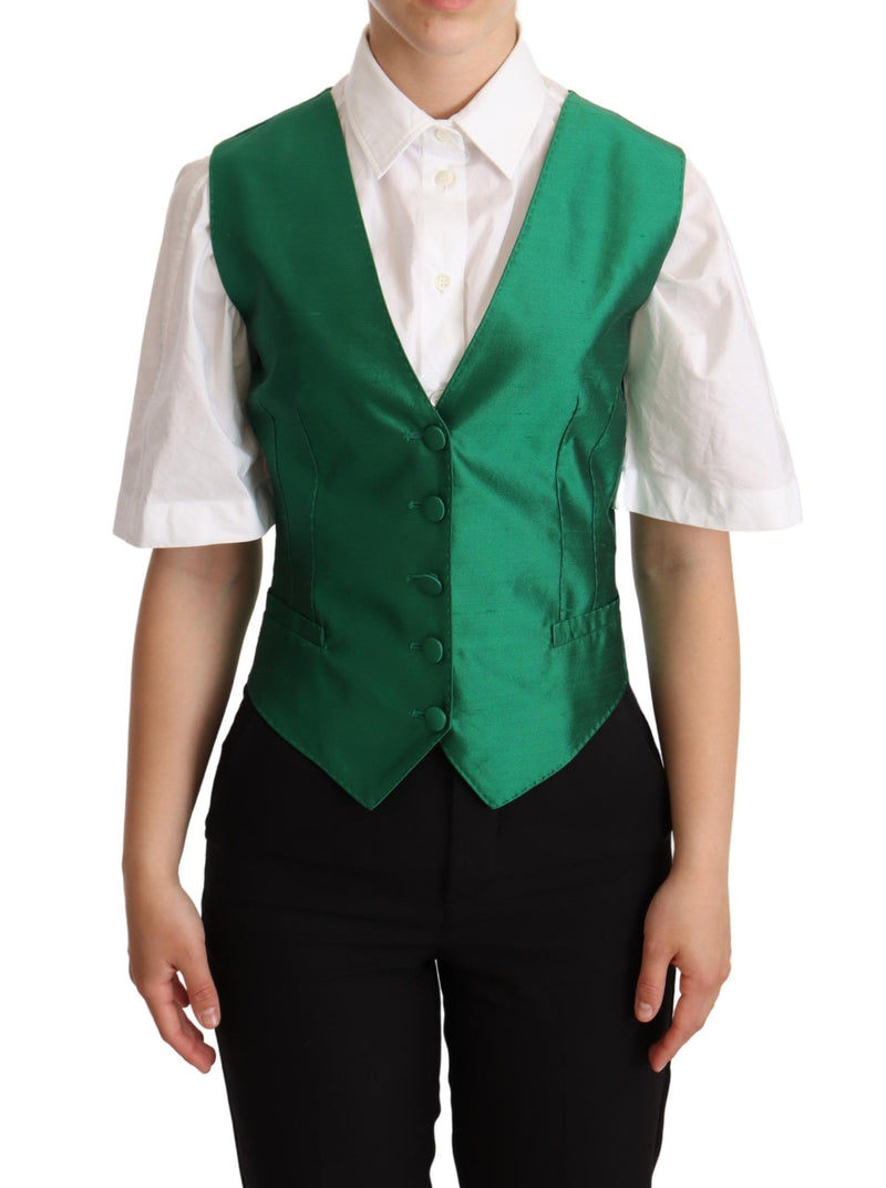 Gilet de mélange de soie verte élégante