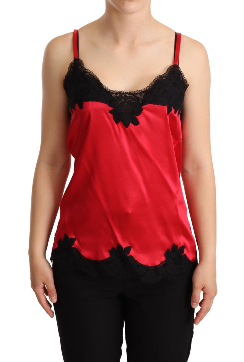 Enchanting Red Silk Blend Lace Camisole