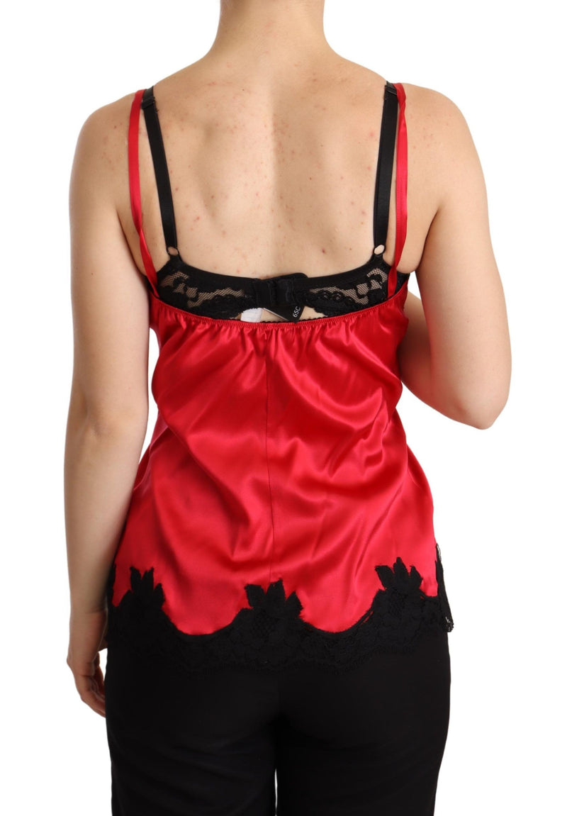 Bezaubernde rote Seide Mischung Spitze Camisole