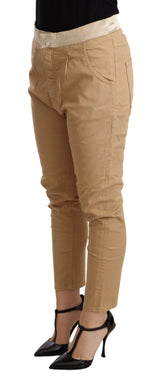 Beige Mid Winist Slim Fit Pants flacos