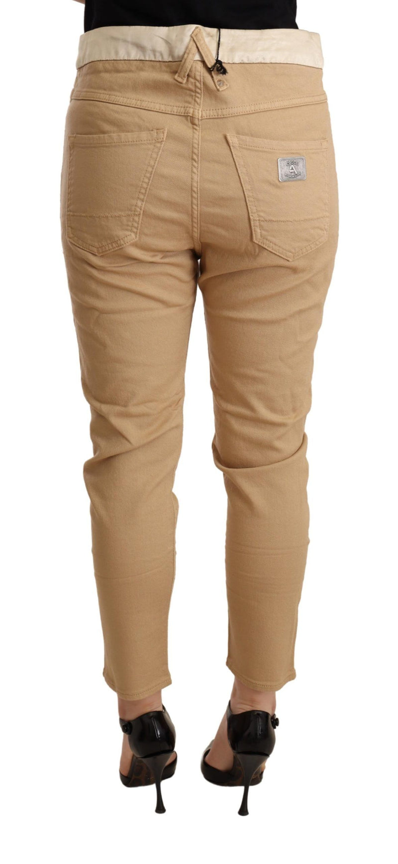 Beige Mid Winist Slim Fit Pants flacos