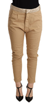 Beige mittlere Taille schlanke fit dünne Hosen