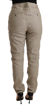 Pantalones holgados de cintura media beige chic para estilo sofisticado