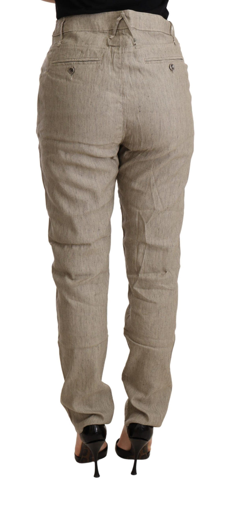 Pantaloni chic beige a metà vita per uno stile sofisticato