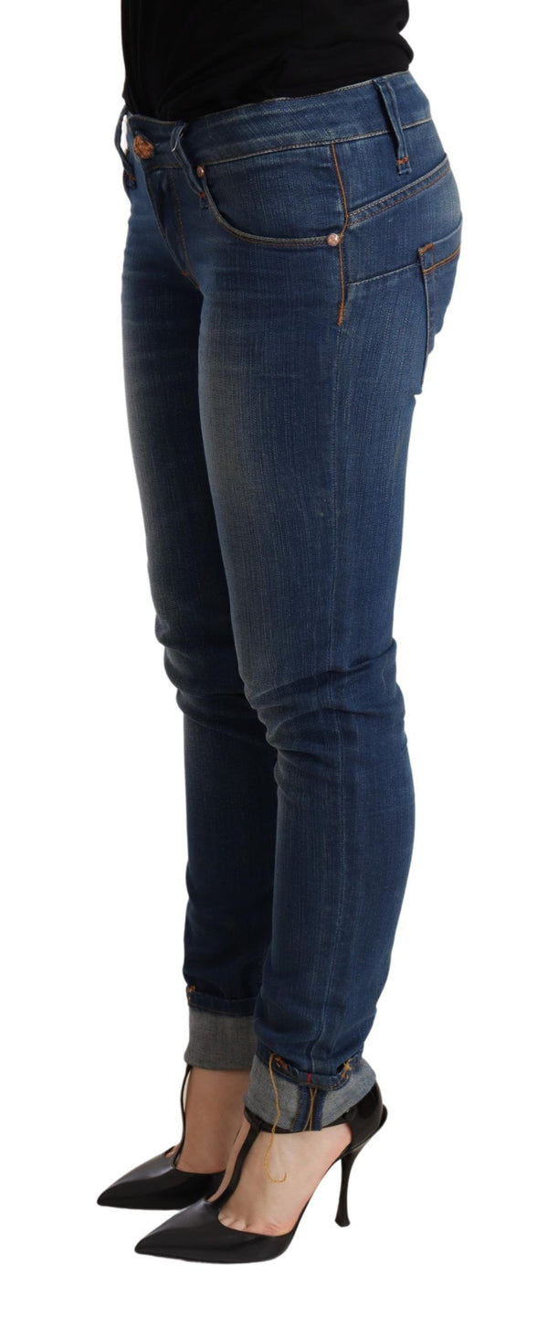 Chic Blue gewaschene Liegestütze Skinny Jeans