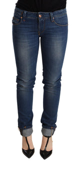 Chic Blue gewaschene Liegestütze Skinny Jeans