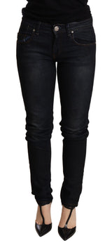 Jean à taille basse skinny bleu chic