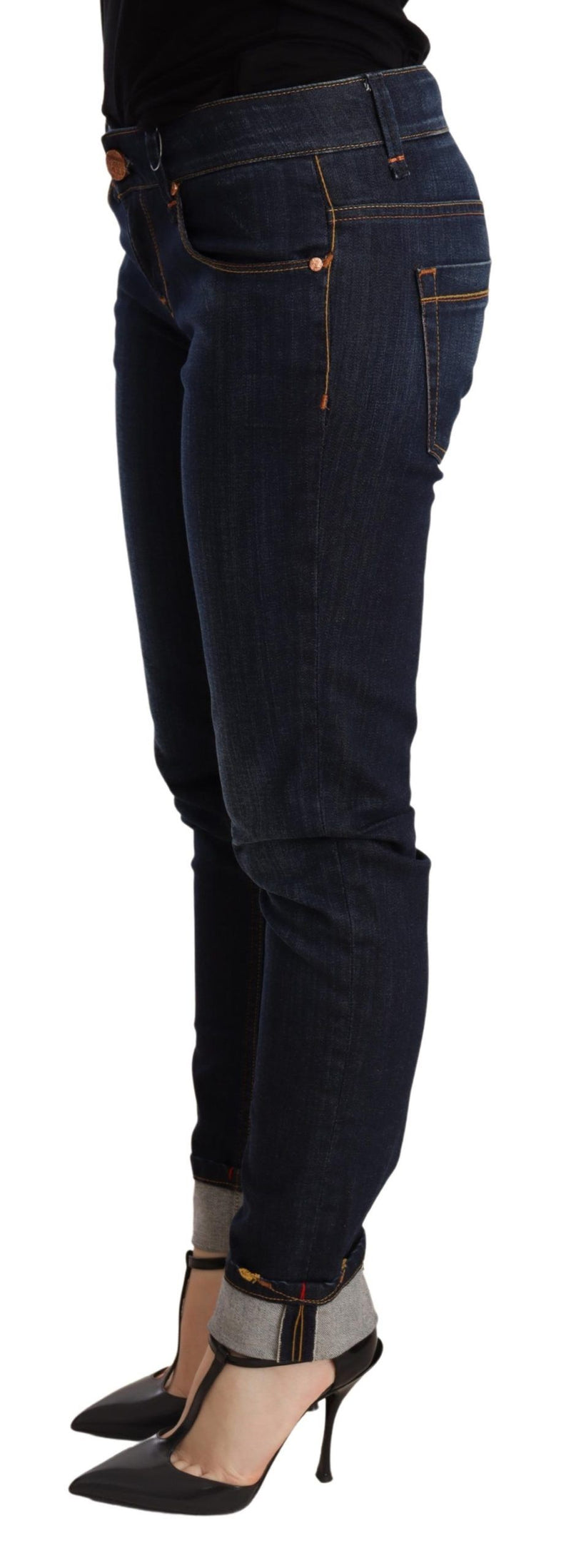 Schicke dunkelblaue Skinny -Jeans