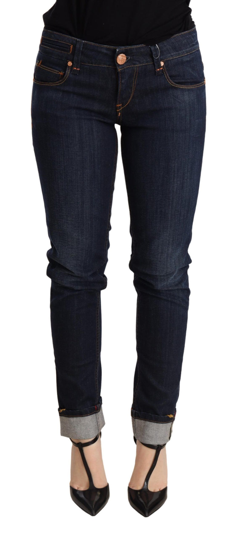 Schicke dunkelblaue Skinny -Jeans