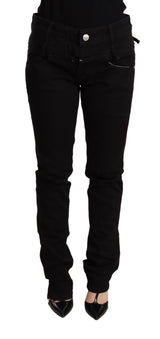 Schicke schwarze schwarze Denim mit niedriger Taille