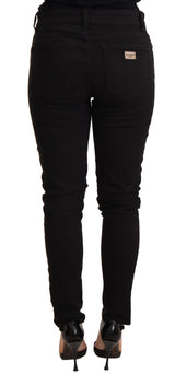 Elegante schlanke schwarze Jeans-Jeans