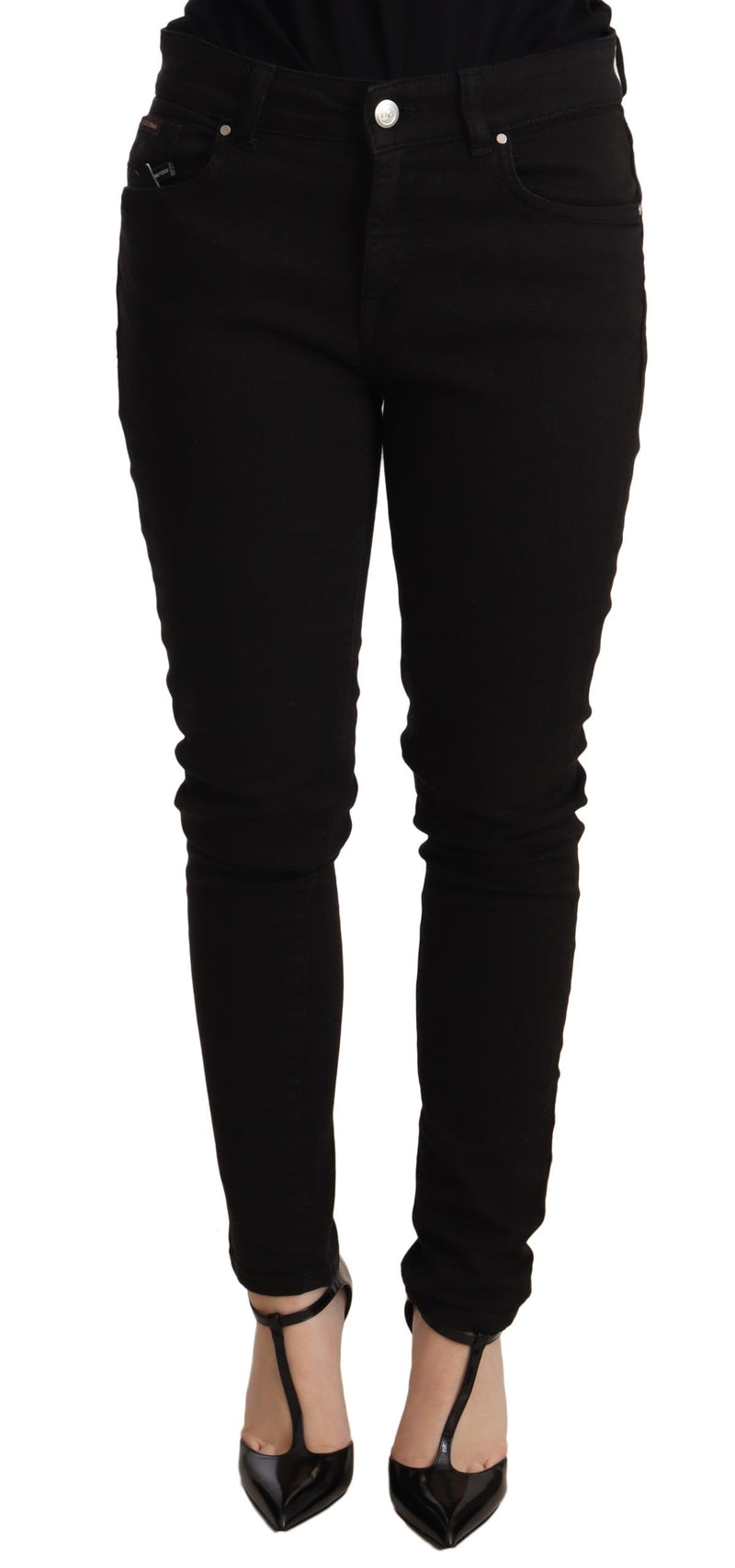 Elegante schlanke schwarze Jeans-Jeans