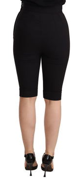 Elegante schwarze Wollshorts mit hoher Taille