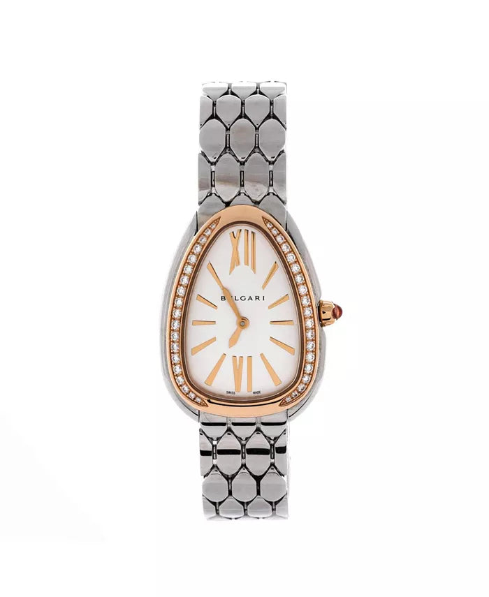 Serpenti Seduttori Quartz Watch in Stainless Steel and Rose Gold with Diamond Bezel 25mm