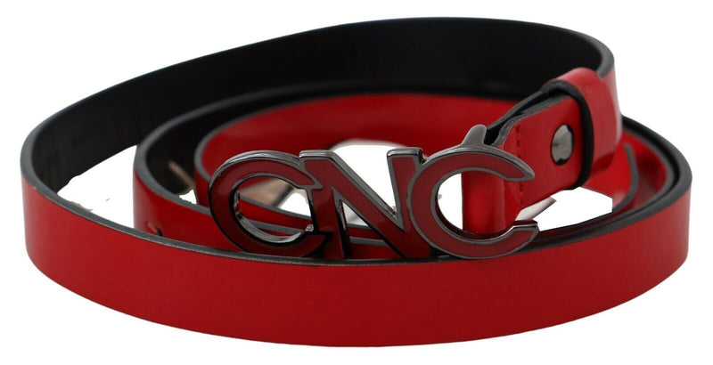 Ceinture de taille en cuir rouge chic avec boucle noire