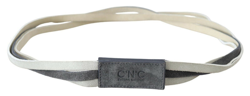 Cintura logo in pelle bianca chic