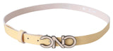 Ceinture en cuir de logo beige chic