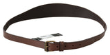 Chic Brown Leather Fashion Belt with Bronze-Tone Hardware