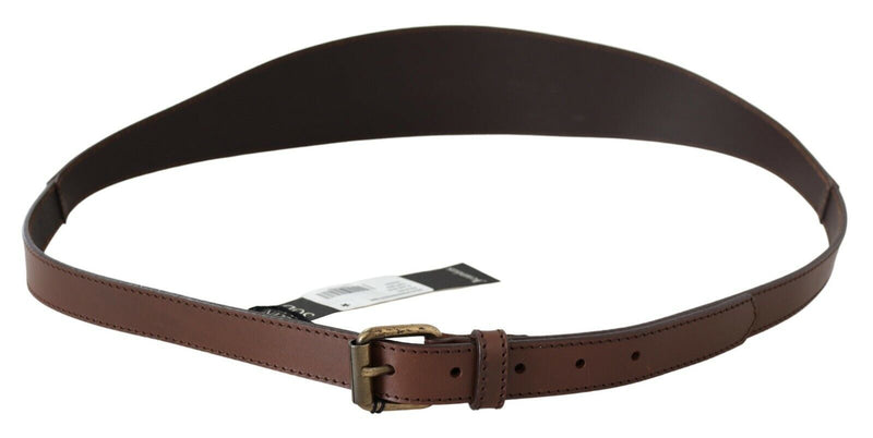 Ceinture de mode en cuir marron chic avec matériel en bronze