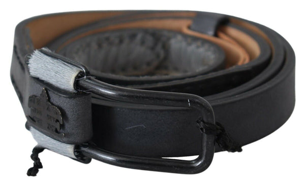 Ceinture en cuir tressée élégante noire