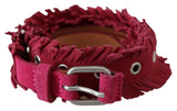 Elegant Maroon Double Buckle Leather Belt