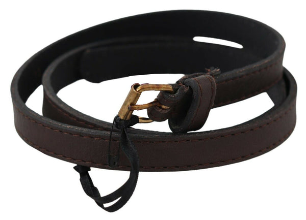 Ceinture de mode en cuir marron élégant avec boucle dorée