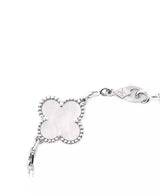 Vintage Alhambra 5 Motifs Bracelet 18K White Gold and Mother of Pearl