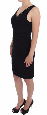 Elegante vestido de jersey negro de la rodilla