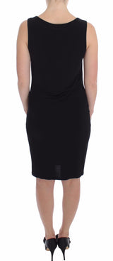 Elegante vestido de jersey negro de la rodilla