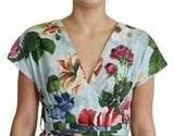 Robe en coton élégance florale en V-Neck