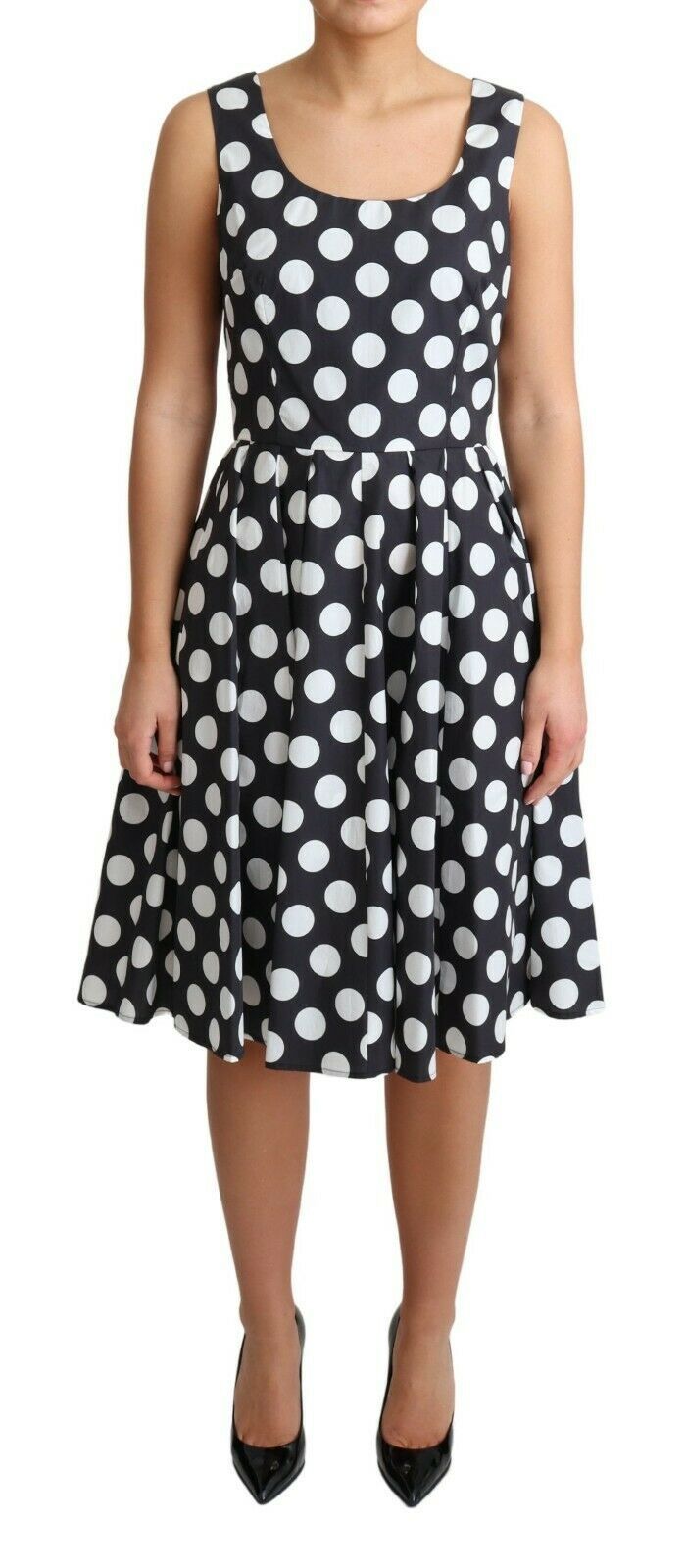 Vestido de línea A Polka Dot sin mangas