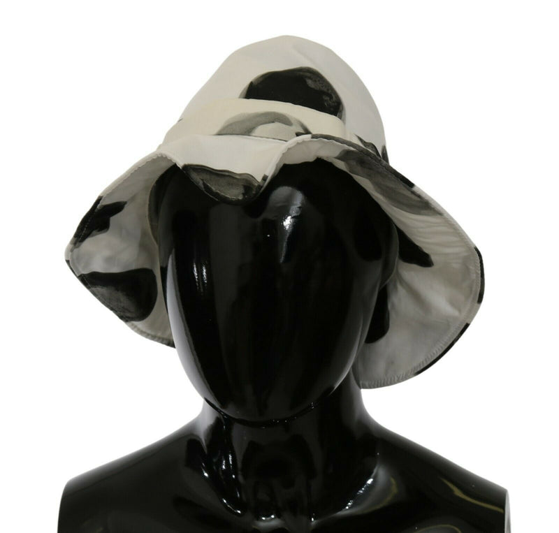 Chapeau de seau en coton à pois - blanc et noir