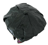 Elegant Black Beret Cap with Floral Lining