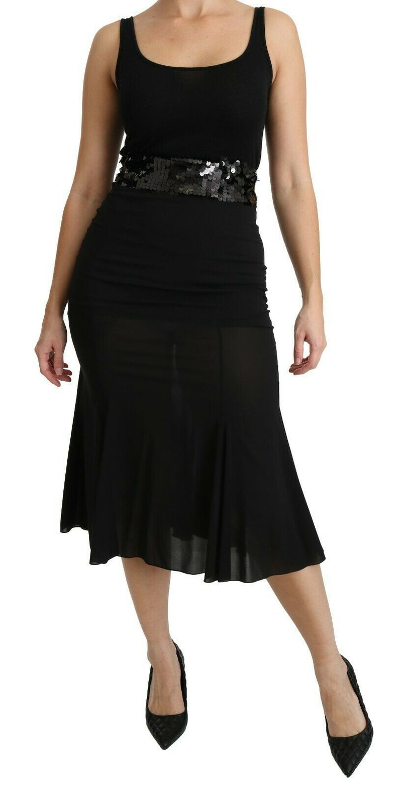 Chic High Waist Black Silk Blend Feart