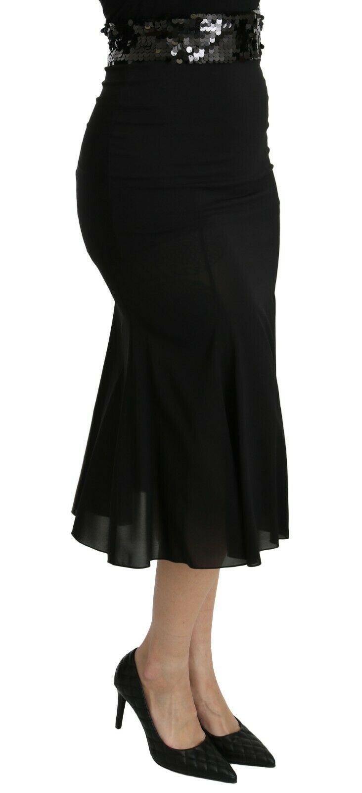 Chic High Waist Black Silk Blend Feart