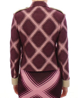 Elegante Multicolor -Check -Druckjacke