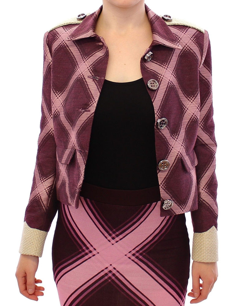 Elegante Multicolor -Check -Druckjacke