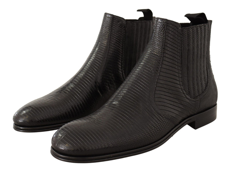 Elegantes botas de derby de piel de cuero negro de cuero negro