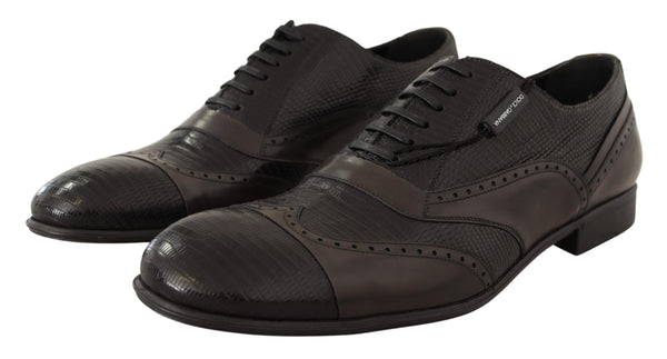 Chaussures élégantes en cuir lézard brun oxford