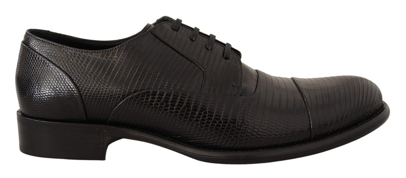 Chaussures élégantes de Derby Skin Black Lizard Skin