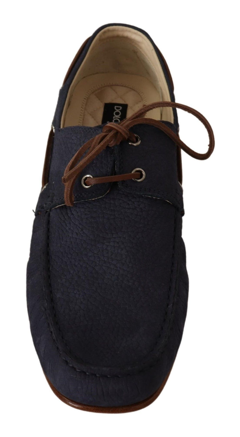 Chaussures de bateau en cuir bleu et marron élégant