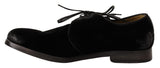 Elegante schwarze Samt -Derby -Schuhe