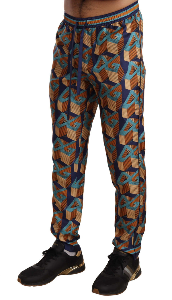 Elegantes pantalones de jogger de seda con estampado vibrante