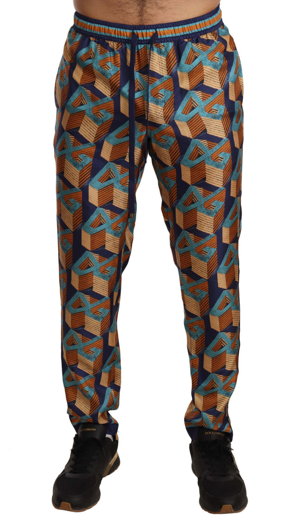 Elegantes pantalones de jogger de seda con estampado vibrante