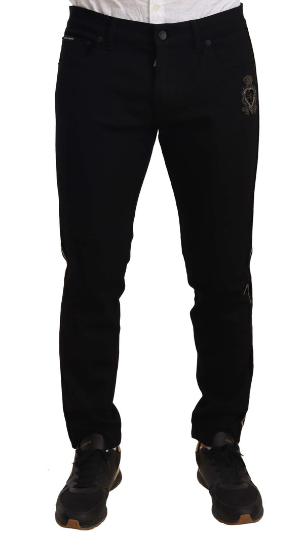 Εισιαρδικό κεντημένο Slim Fit Black Jeans